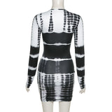 Music Festivals Rave Outfits Dress Fall Women's Clothing Fashion round Neck Long Sleeve Printed Slim Fit