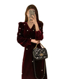 Maxi Burgundy Dress Formal Red, Long Skirt Dress Women's Autumn and Winter Long Dress