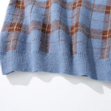 Men Sweater Plaid Sweater Vest Men's Loose Sleeveless Jacket