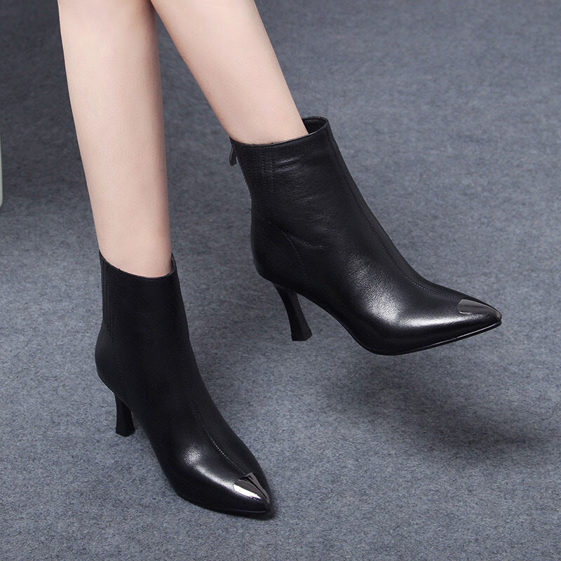 Beth Dutton Shoes Autumn and Winter Zipper Women's Boots Black Cowhide Fashion Boots