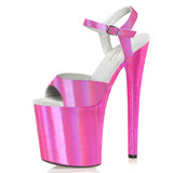 Hot Pink Heels 20cm Pink Solid Color High Heel Transparent Sandals Fish Mouth