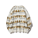 Men Sweater Cartoon Bear Printed Sweater Men's Loose Pullover