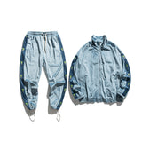 Man Fall Outfis Autumn Loose Sports Suit College Style Couple Contrast Color Casual Suit