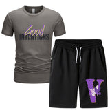 Vlone T Shirts & Shorts 2 Piece Set Short Sleeve T-Shirt Sports Summer