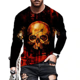 Skull Apparel Skull 3D Digital Printed round Neck Long Sleeve