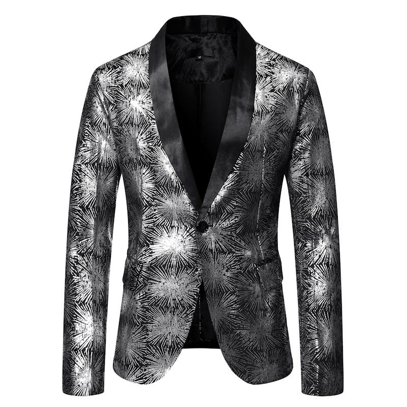 Men Prom Outfits Bronzing Printed One Button