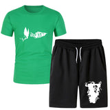Vlone T Shirts & Shorts 2 Piece Set Men'S Summer Sports Fitness Casual Shorts Suit