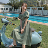 Regency Dress Tea Break Court Retro Minority First Love Mori Style Short Sleeve Dress