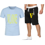 Vlone T Shirts & Shorts 2 Piece Set Men'S Printed Casual Short-Sleeved T-Shirt