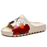 Mens Slide Summer Slippers Men'S Shoes Sesame Street Graffiti Casual Slippers