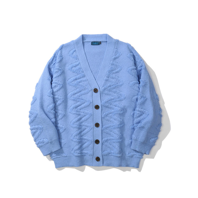 Men Sweater Solid Color Simple Towel Embroidery Knitwear Coat Men's Cardigan Sweater