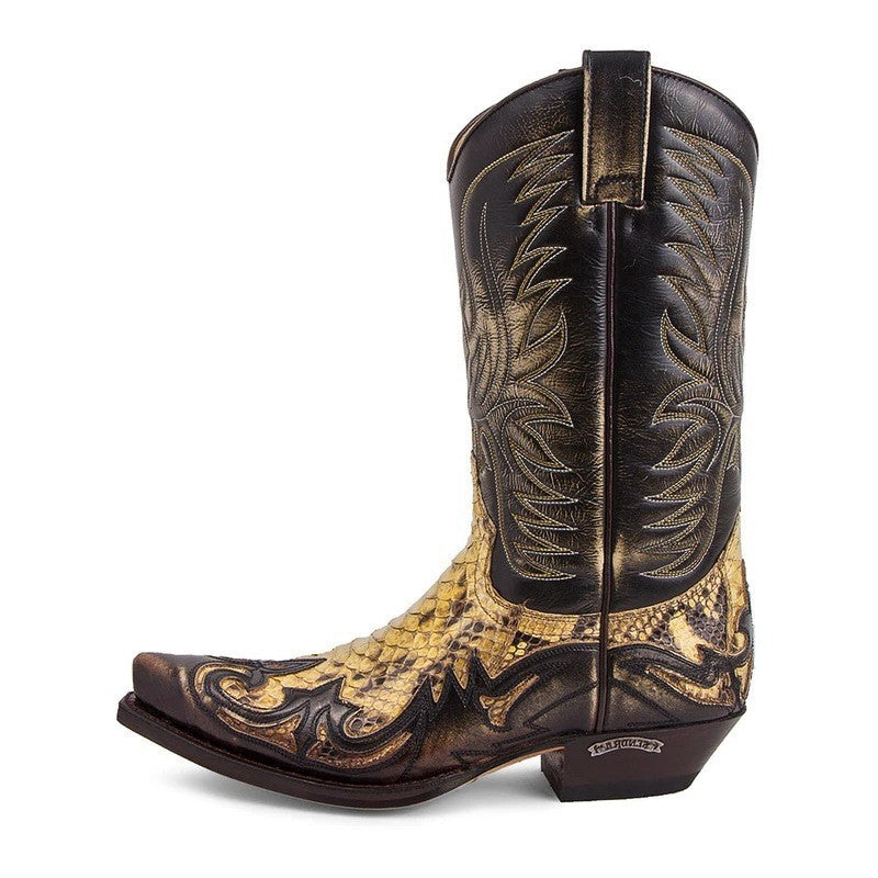 Justin Yellowstone Boots Men'S Vintage Knight Boots Snake Embroidery