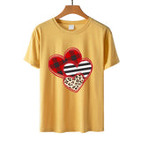 Valentine's Day T Shirts Couples Leopard Print Heart Printing Women's Pullover T-shirt