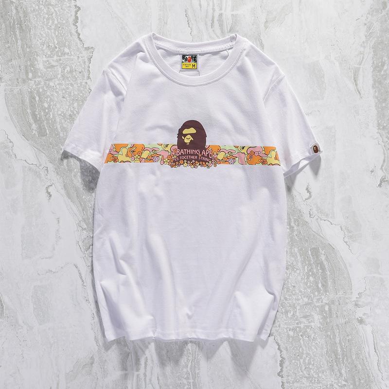 Bathing Ape T Shirt Summer Casual Straight White Short Sleeve Cotton Round Neck T-shirt