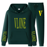 Vlone Hoodie & Pants 2 Piece Set Spring And Autumn Casual Sweater Loose Top
