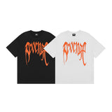 Revenge T Shirts Foam Letter Printing Loose High Street Dark