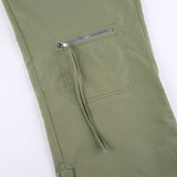 Julia Fox Low Rise Jeans Hot Girl Waist Drawstring Zipper Pocket Loose All-Match Casual Ankle-Tied Woven Retro Trousers