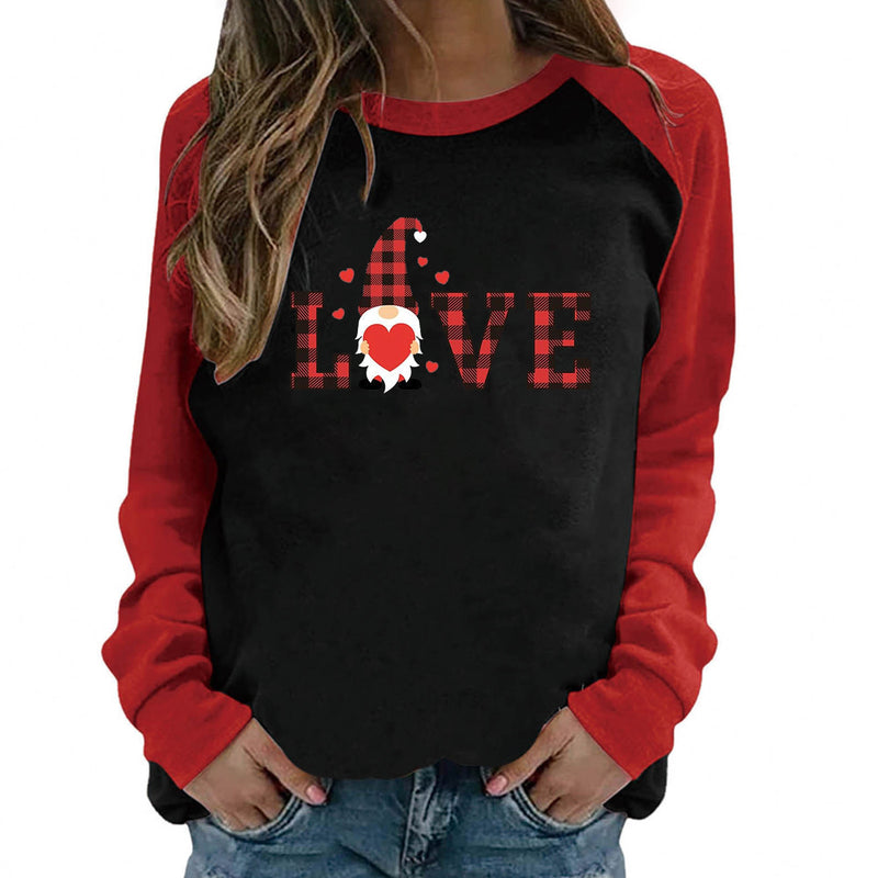 Valentine's Day T Shirt Valentine's Day Long Sleeve Women's Long Sleeve Printed Raglan