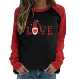 Valentine's Day T Shirt Valentine's Day Long Sleeve Women's Long Sleeve Printed Raglan
