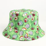 Bucket Hat Fishing Cap Cotton Print Fisherman Hat Cartoon Animation Pattern Outdoor Sun Hat for Men and Women