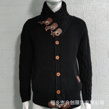 Baja Hoodie Knitted Coat Turtleneck Buttons