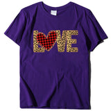 Valentine's Day T Shirt Large Size T-shirt Short Sleeve Leopard Print Love Red Plaid Heart Printing Spring and Summer