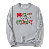 Merry and Bright Sweatshirts Christmas Leopard Print Merry and Bright Printed Crew Neck Sweatshirt