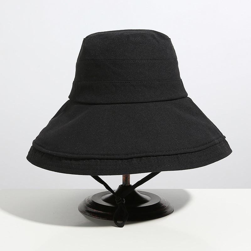 Women Bucket Hat Single-Sided Fisherman Sunshade Solid Color