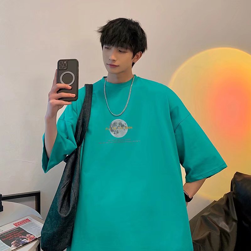 Men T-shirt Half-Length Sleeves round Neck Loose