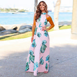 Nine Britton Dress Floral Sexy Halter Backless Lace up Printing