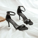 Women Black Dress Shoes Stiletto Sandals Summer