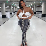 Coachella Music Festival Outfits Summer Fashion Printed High Waist Trousers for Women