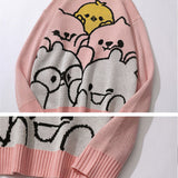 Men Sweater Cartoon Jacquard Sweater Men's Street Trend Loose Pullover