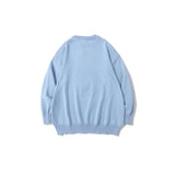 Men Sweater Cartoon Rabbit Embroidered Knitwear Men's Street Trend round Neck Sweater Pullover