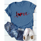 Valentine's Day T Shirts Couples Summer Women's round Neck Short Sleeve T-shirt Printed Top
