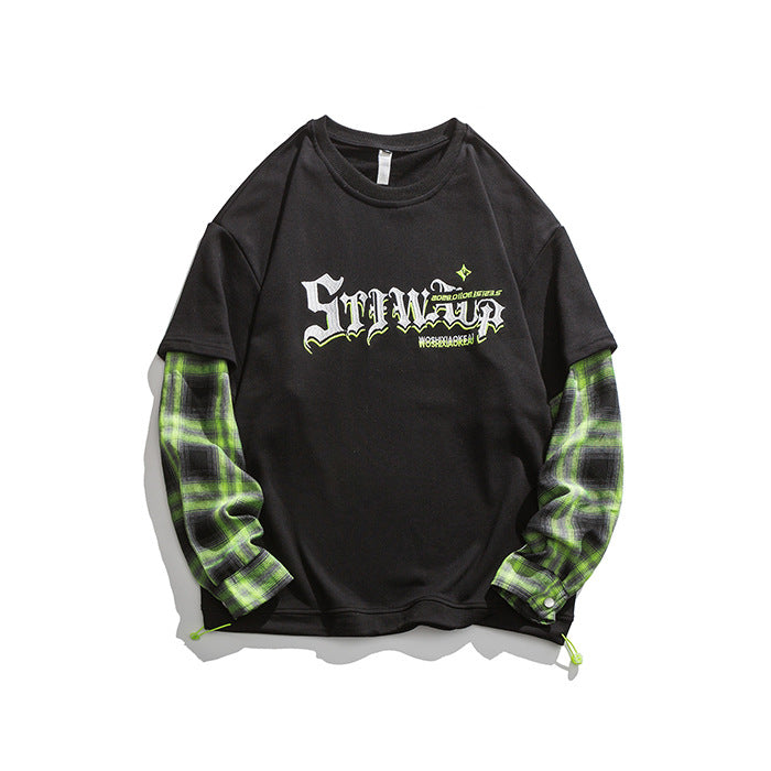 Crew Neck Sweatshirts for Men Men's Autumn Retro round Neck Sweater Men's Hip Hop Print Loose