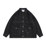 Man Fall Fall Vintage Washed Denim Jacket Loose Cargo Jacket