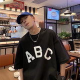 Men T-Shirts Letter Printed round Neck Half Sleeve