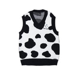 Men Sweater Cow Spot Contrasting Color Jacquard Sweater Vest Men