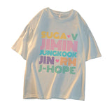 BTS Proof T Shirt Short Sleeve Korean T-shirt Bullet-Proof Youth League Member Name Peripheral Support Song-Promotion Costume Same Style Short-Sleeved T-shirt