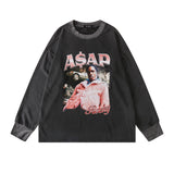 Man Fall Outfits Billie Floral Print Long Sleeve Pullover Men's and Women's Loose Street Top