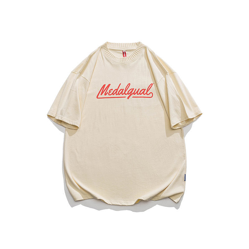 Men T Shitrs Solid Color Letter Simplicity Sweater Loose