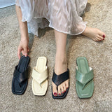 Women Open Toe Sandals Flats Summer Flip-Flops Flat Heel Beach Slippers