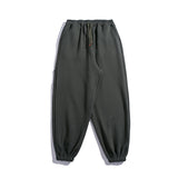 Man Fall Loose Casual Trousers Multi-Pocket Elastic Mid Waist Ankle Banded Pants