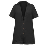 Coachella Music Festival Outfits V-neck Buttons Short Sleeve Loose Casual Fashion Summer Women's Clothing