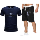 Vlone T Shirts & Shorts 2 Piece Set Rose Large V Printed Men'S And Women'S Loose Short-Sleeved T-Shirt