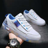 Flat Shoes Summer Men's Casual Shoes Transparent Bottom Student Breathable Board Shoes Lightweight and Wear-Resistant Board Shoes