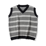 Men Sweater Contrasting Color Jacquard Sweater Vest Vest Men's Sleeveless Sweater Coat