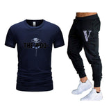 Vlone T Shirts & Pants 2 Piece Set Summer Men'S Short Sleeve T-Shirt Loose Leisure Sports