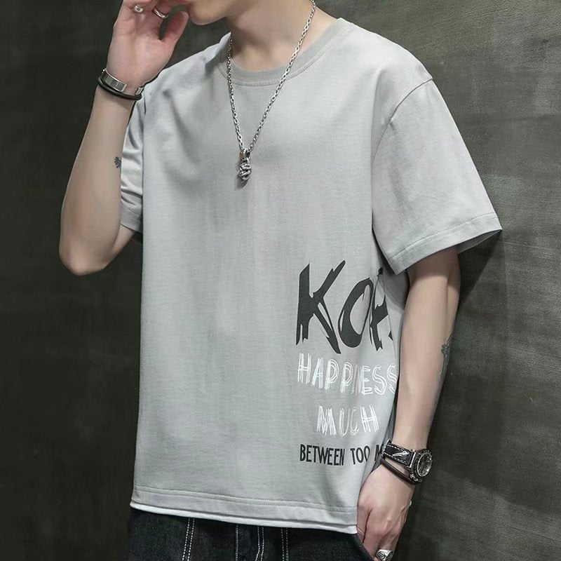 Men T-Shirts Loose Round Neck Half Sleeve
